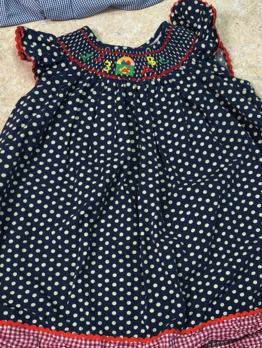 Lil Cactus Navy Blue Polka Dot Dress with Cream Dots Sz 5